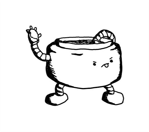 a robot in the form of a tub of hand cream with little arms and legs. one hand has a blob of cream on it while it uses the other to rummage around inside itself. it has a long of stern resolve on its face as it sticks its tongue out in concentration.