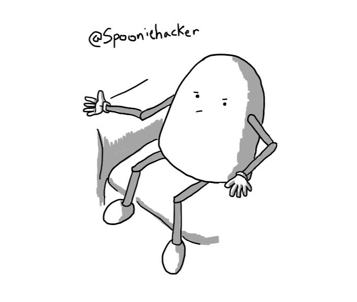 A round-topped robot sitting at one end of a sofa looking very bored.