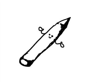 a small robot shaped like a pencil with a little smiley face and tiny arms.