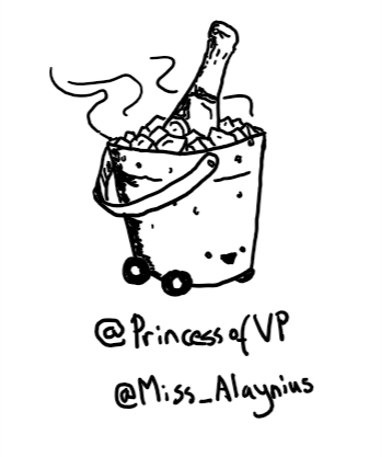 A robot ice bucket carrying a bottle of champagne (or other sparkling wine) with little wheels and a happy face.