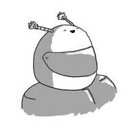 A robot in the form of a motorcycle helmet, throwing its arms backward in exultation as it's carried forward.