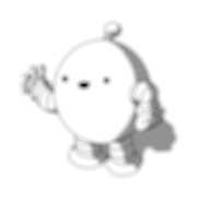 An animated GIF of a spherical robot with banded arms and legs and an antenna. It's smiling, holding up one hand while the other rests on its waist. The robot goes from blurry to clear, then becomes a little too sharp, and goes back to slightly blurry then clear again.