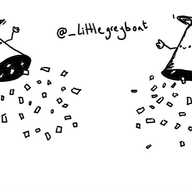 Two apparently-hollow conical robots, with propellers on their pointed ends holding them aloft as confetti rains from each of their open bases. Both robots have smiley faces and are happily waving their little arms in the air.