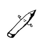 a small robot shaped like a pencil with a little smiley face and tiny arms.