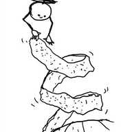 a spherical robot held aloft with a top-mounted propeller and with long, jointed arms. one hand is holding the end of a long, spiralling strip of orange peel being pulled from an orange. the robot is smiling.