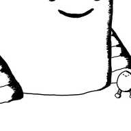 An ovoid robot with two thick, banded legs and a happy face near the top of its body - essentially the same design as Bigbot - standing next to, and dwarfed by, Teabot.