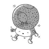 A robot in the form of a glass snow globe. Its face and limbs are on the flared base section and it is happily wiggling causing the 'snow' to move around in the globe. In the centre of the globe itself is a model of Bigbot wearing a Santa hat.