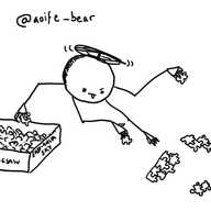 A spherical robot held aloft by a propeller, with four long, thin jointed arms. Three of its hands are working on a few sections of a partiality-assembled jigsaw while the fourth is reaching into a box of pieces labelled "5437 PIECE JIGSAW" on one side and "EAST-ANGLIA SKY" on the other. The robot has an expression of intense concentration with its little tongue sticking out.