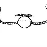 A spherical robot held aloft by a propeller on its top, with long, extendable arms, each holding the edge of a curtain.