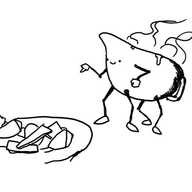 a robot gravy boat with four jointed legs and two jointed arms points hopefully at a roast dinner.