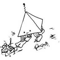 A pyramidical, quadrupedal robot walking cheerfully through a pile of fluff. Each foot has four toes, between which the fluff is getting caught.