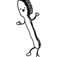 A robot in the form of a toothbrush with little wavy arms and legs and a very happy face on the head.