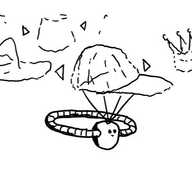 a small round robot wearing a neutral expression. it has no limbs but instead a banded ring extends from where its arms would be so it takes the form of a diadem. it has a small projector on its head which is emitting a hazy image of a baseball cap. arrows hover beside this indicating menu navigation, and some other hats on offer are visible: a stetson, a fez and a crown.