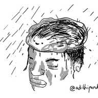 A robot in the form of a transparent shower cap, being worn by a person in the shower.