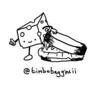 a robot shaped like a wedge of Swiss cheese lifts up the lid of a circular box to reveal the sticky contents and gives a cheerful thumbs-up.